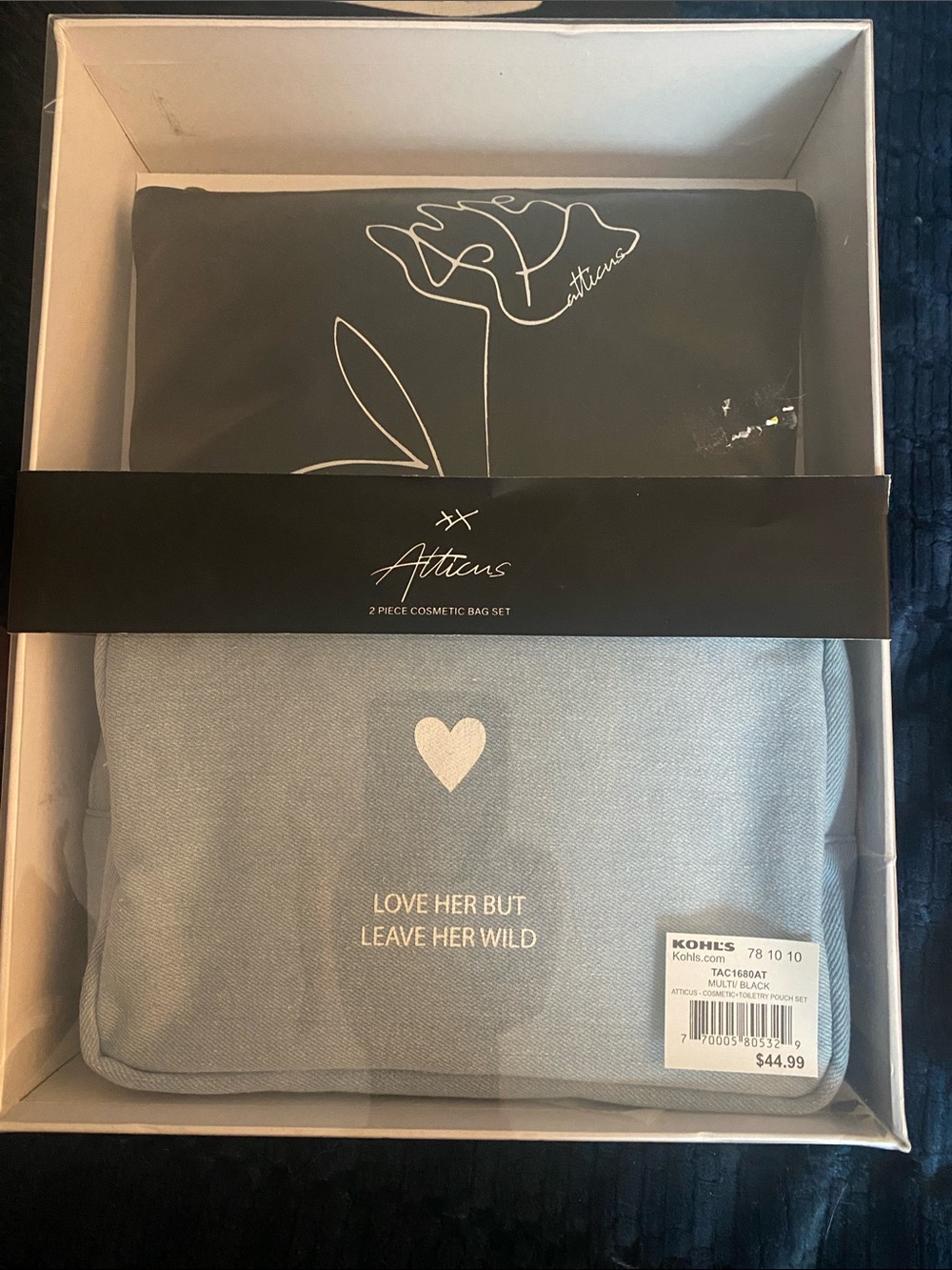 Light Blue Cosmetic Bag Set - 'Love Her But Leave Her Wild' - Picture 1 of 3